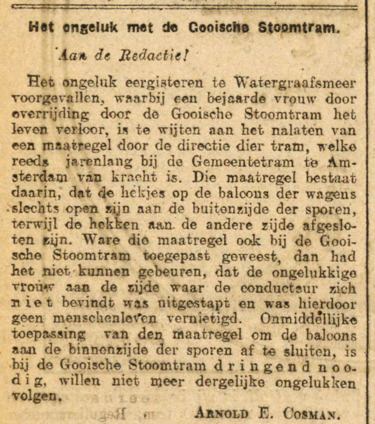 31 januari 1916 - Door de stoomtram overreden  