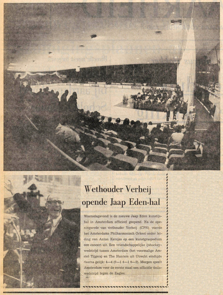 01 november 1973 - Wethouder Verheij opende Jaap Eden-hal  