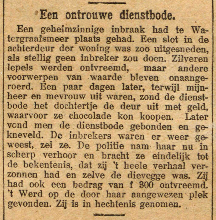 02 juni 1916 - Een ontrouwe dienstbode  