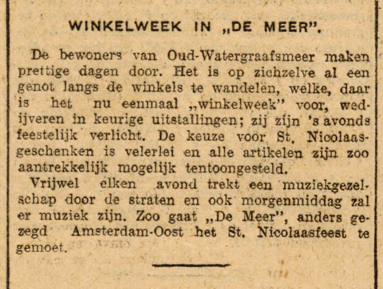 02 december 1927 - Winkelweek in "de Meer"  