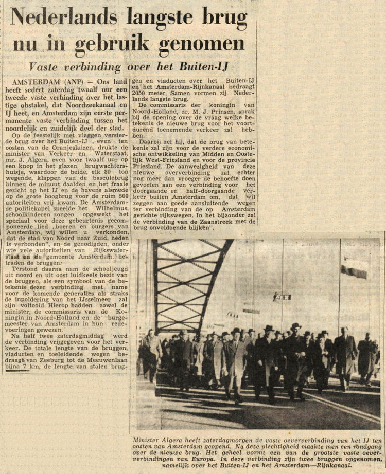 02 december 1957 - Nederlands langste brug nu in gebruik genomen  