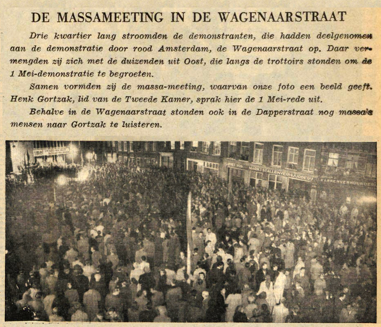 03 mei 1954 - De massameeting in de Wagenaarstraat  