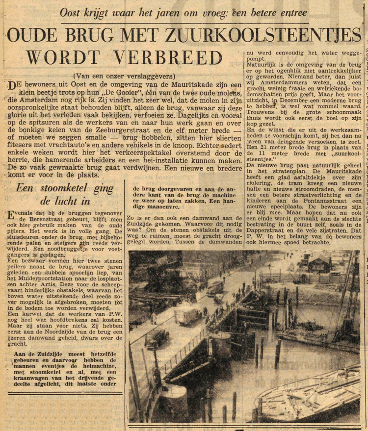 04 augustus 1950 - Oude brug met zuurkoolsteentjes wordt verbreed  