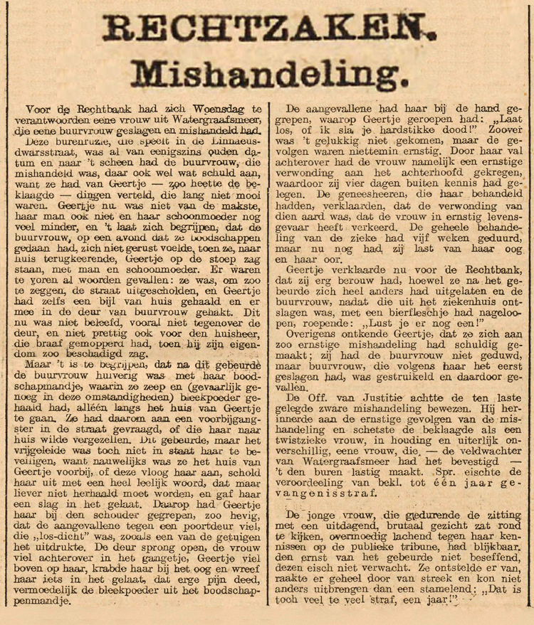 04 december 1903 - Rechtzaak ... mishandeling  