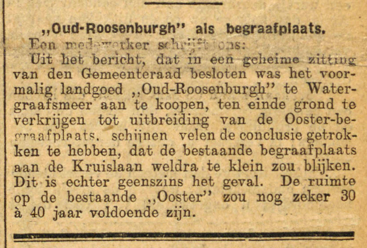 05 maart 1914 - &quot;Oud-Roosenburgh&quot; als begraafplaats  