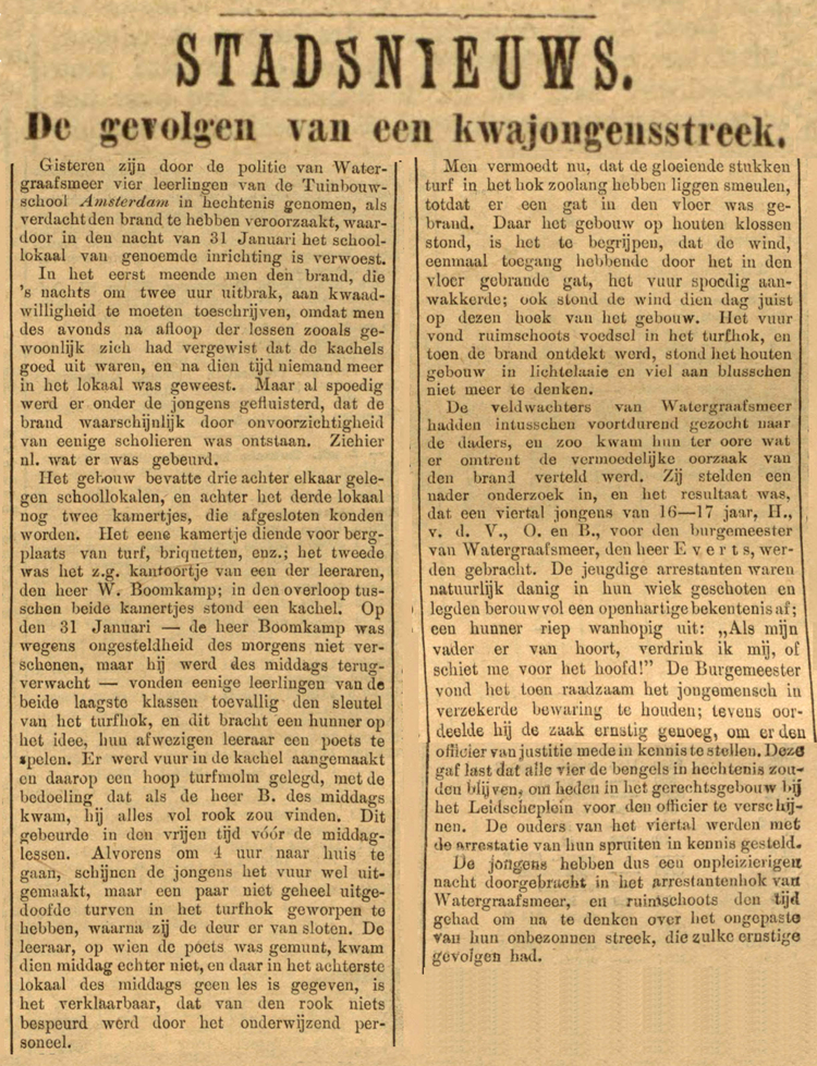 07 februari 1894 - De gevolgen van een kwajongensstreek  