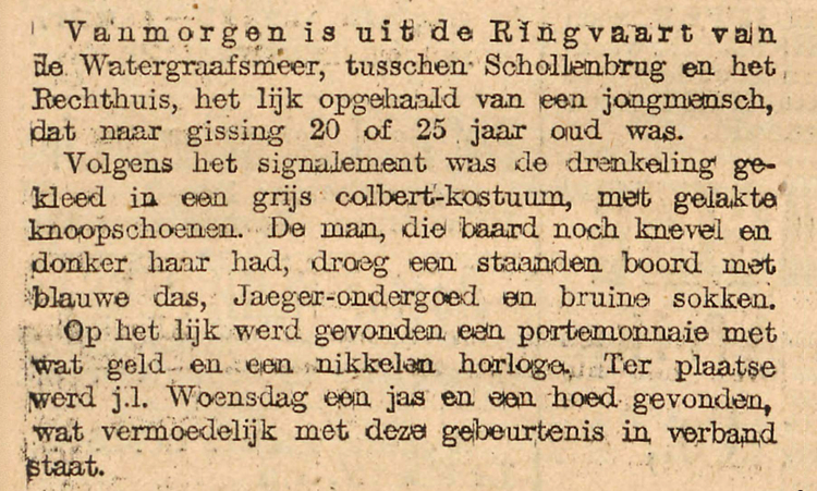07 september 1903 - Lijk (2) gevonden in de Watergraafsmeer  