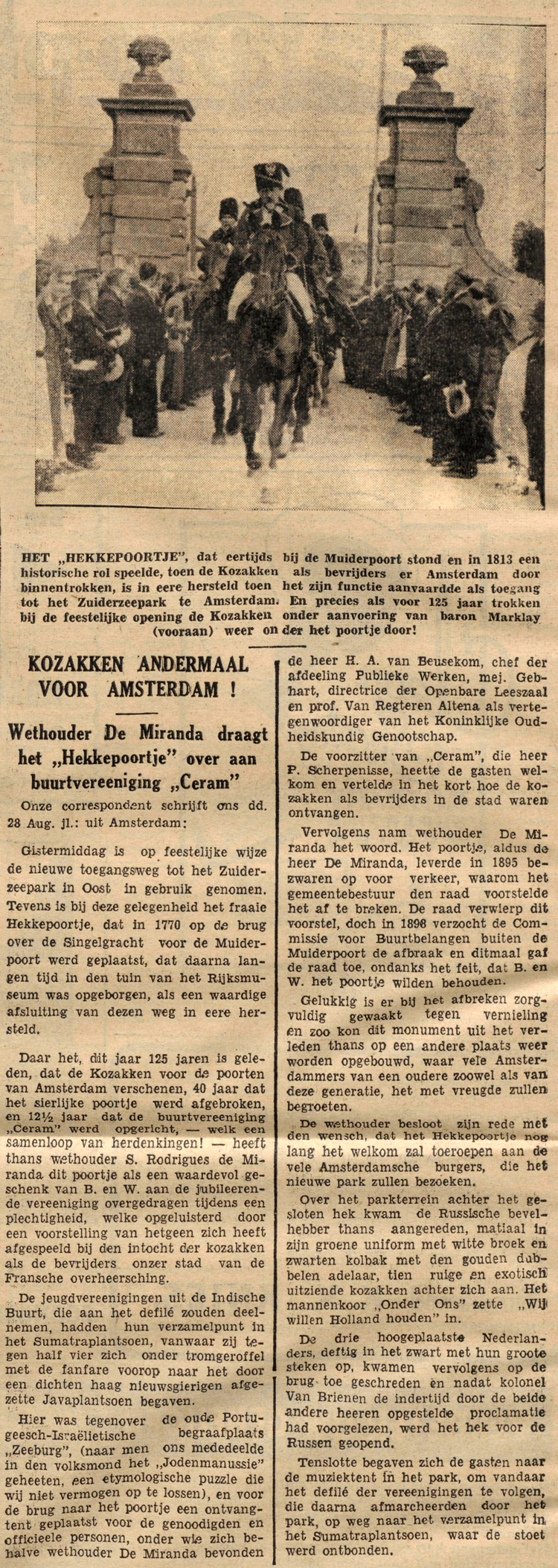 07 september 1938 - Kozakken andermaal voor Amsterdam  