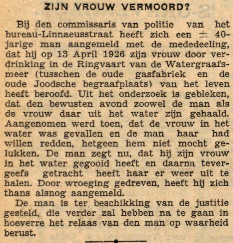 08 maart 1932 - Zijn vrouw vermoord?  