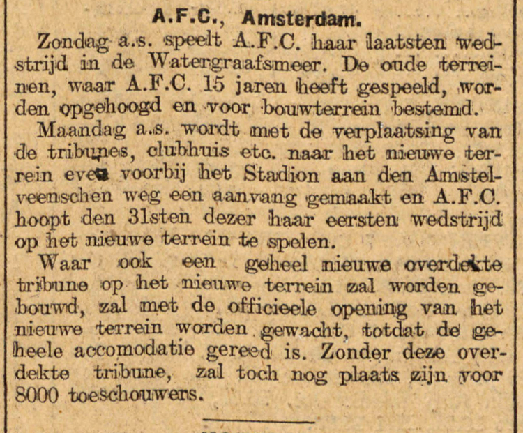 08 oktober 1920 - A.F.C. Amsterdam  