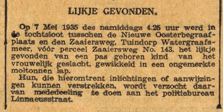 10 mei 1935 - Lijkje gevonden  