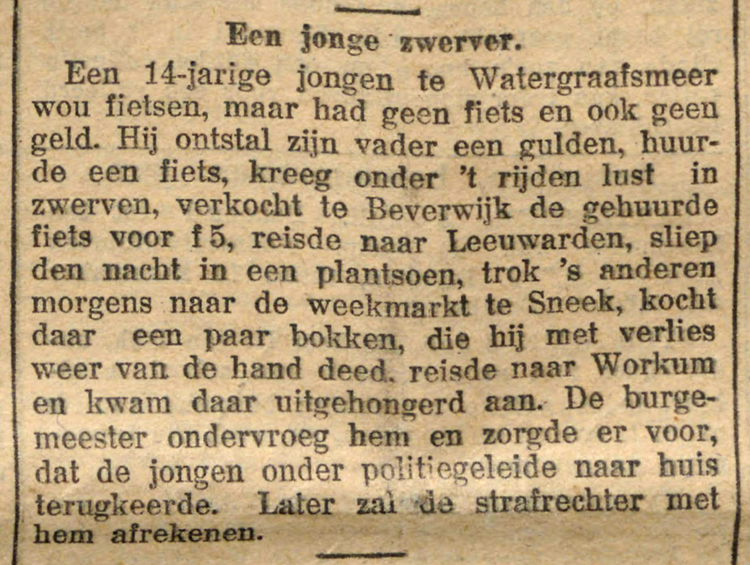 10 juli 1912 - Een jonge zwerver  