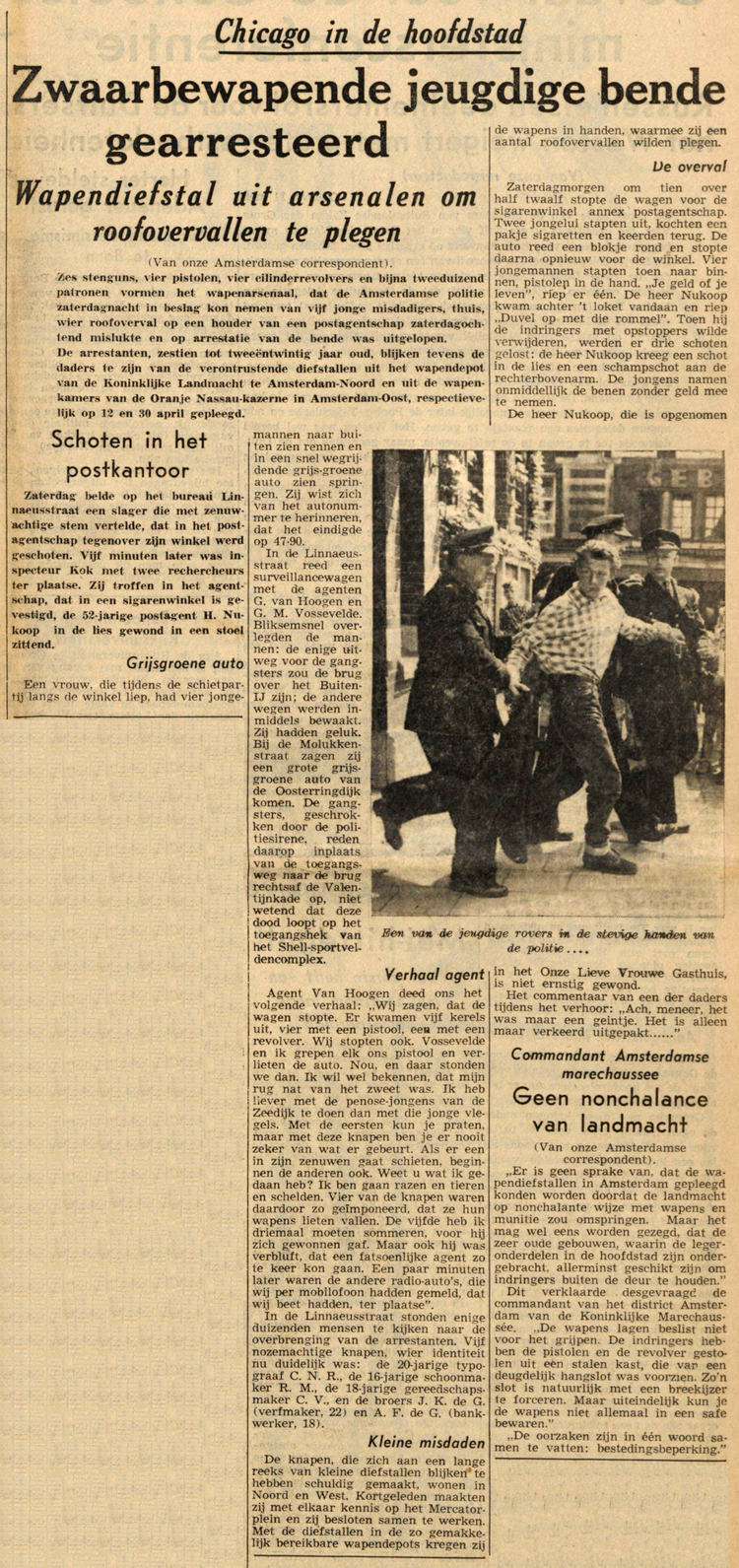 11 mei 1959 - Zwaarbewapende jeugdige bende gearresteerd  