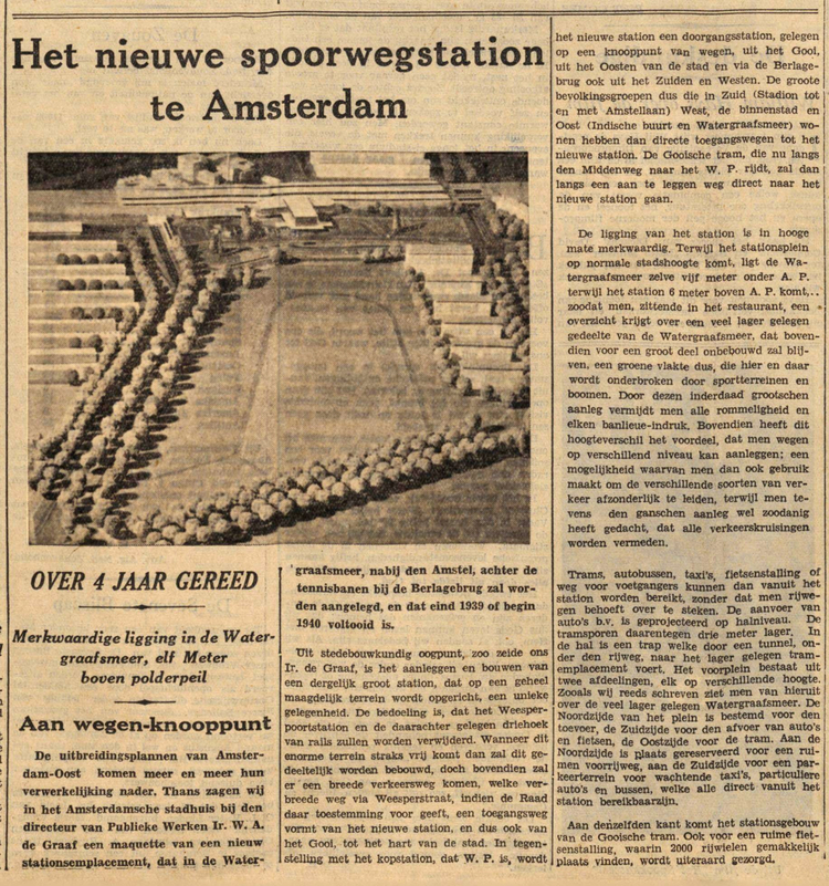 13 april 1935 - Het nieuwe spoorstation te Amsterdam Watergraafsmeer  