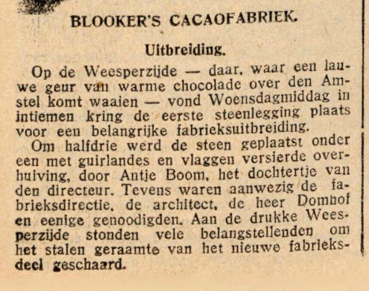 15 januari 1931 - Blookers Cacaofabriek  