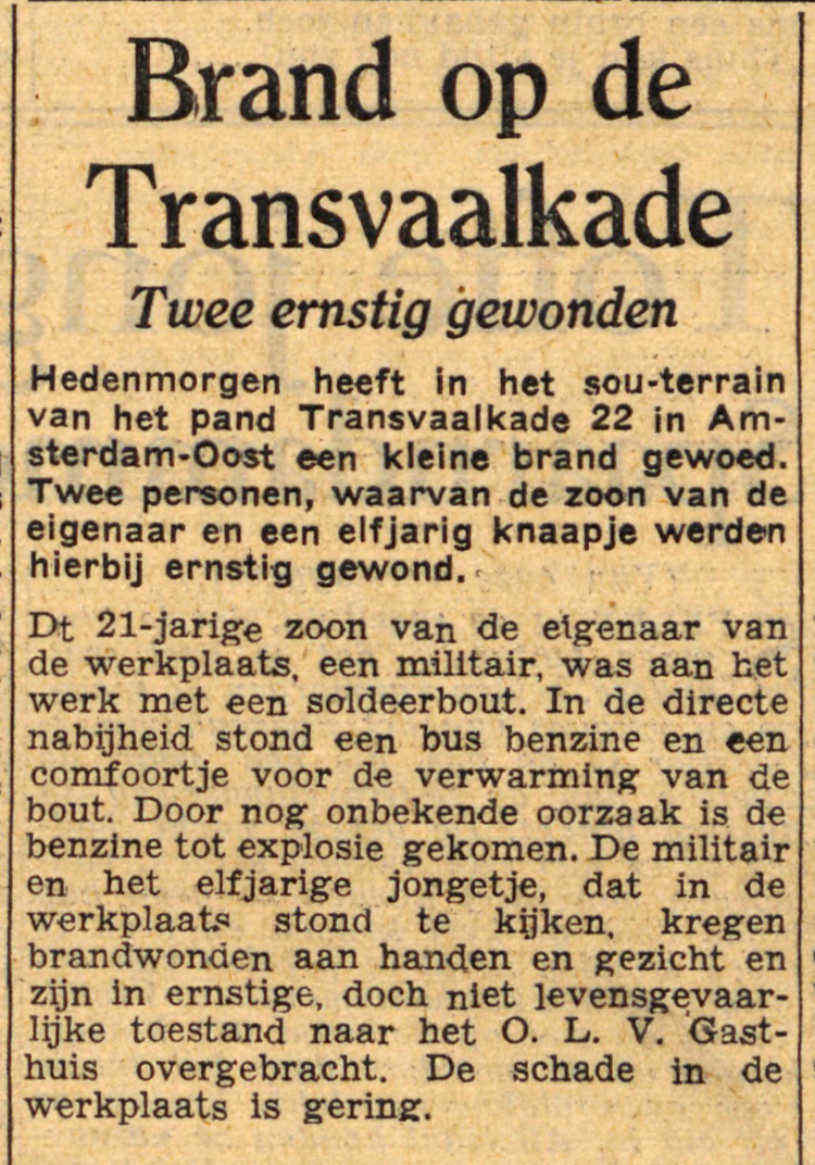 15 augustus 1949 - Brand op de Transvaalkade  
