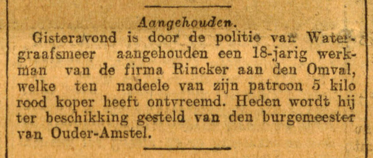 17 maart 1908 - Aangehouden  