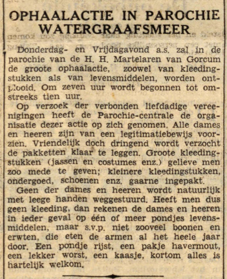 17 december 1936 - Ophaalactie in parochie Watergraafsmeer  