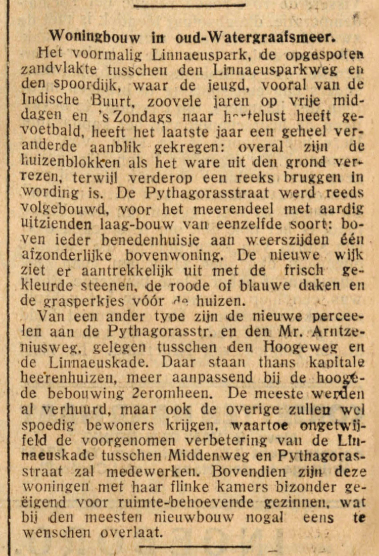 18 oktober 1928 - Woningbouw in Oud-Watergraafsmeer  