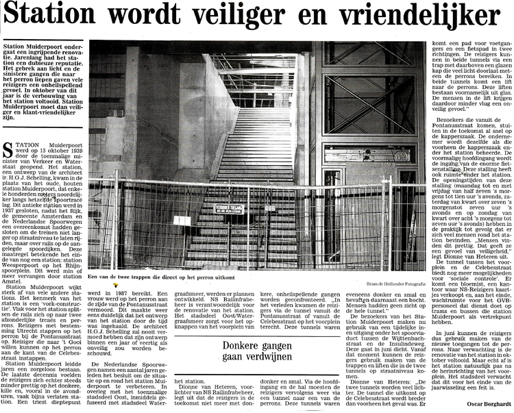 1999 Station Muiderpoort wordt veiliger en vriendelijker - DC 14-4-1999 (1) .<br />Bron: Diemer Courant 