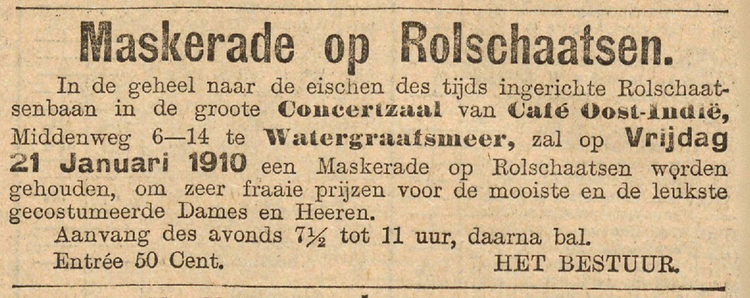 19 januari 1910 - Maskerade op Rolschaatsen  