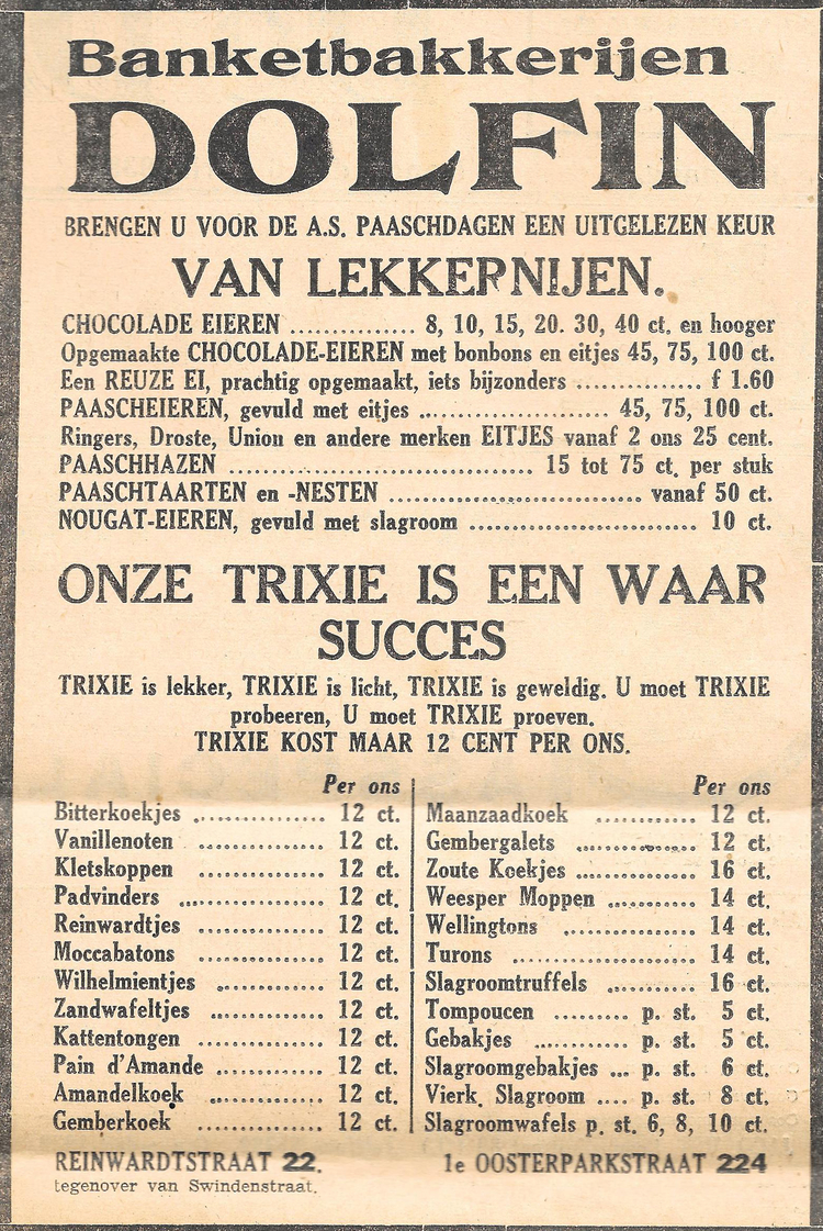 1e Oosterparkstraat 224  - 1939 .<br />Bron: De Diemer Post 