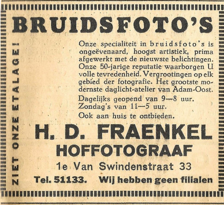 1e van Swindenstraat 33 - 1935 .<br />Bron: Wiering's Weekblad 