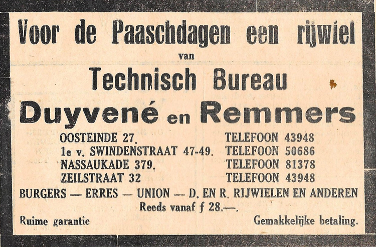 1e van Swindenstraat 47-49 - 1939 .<br />Bron: De Diemerpost 