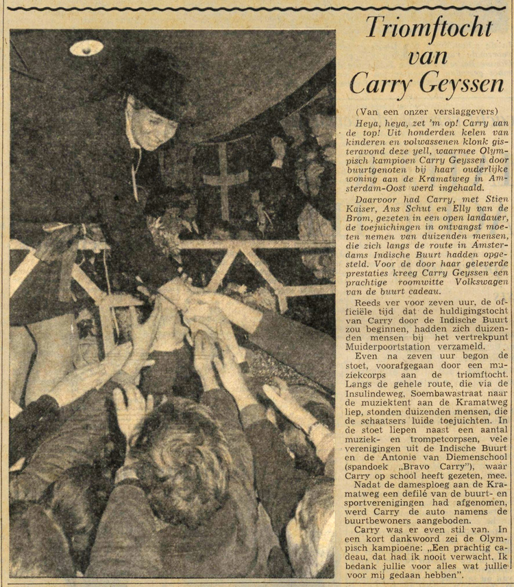 20 februari 1968 - Triomftocht van Carry Geyssen  