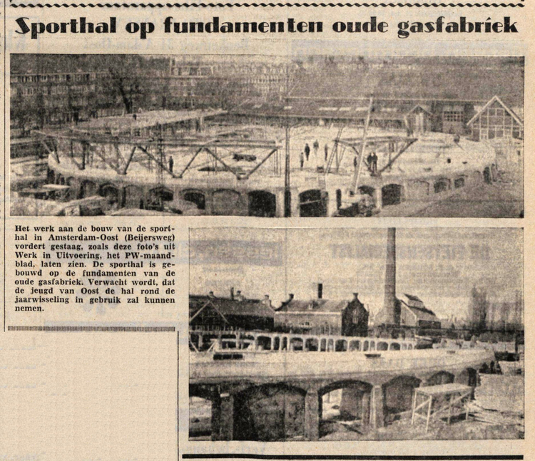 20 juli 1973 - Sporthal op fundamenten oude gasfabriek  