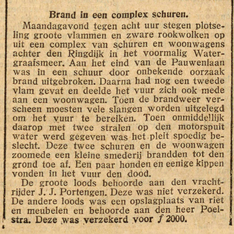 20 augustus 1929 - Brand in een complex schuren  