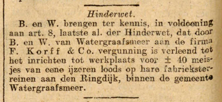 23 augustus 1907 - Hinderwet  