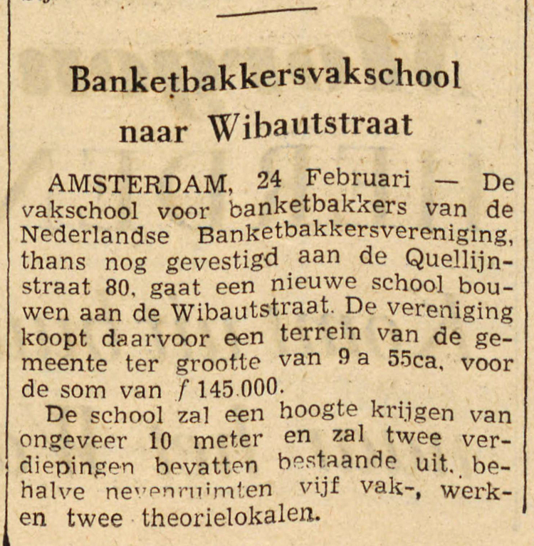 24 februari 1954 - Banketbakkersvakschool naar Wibautstraat  