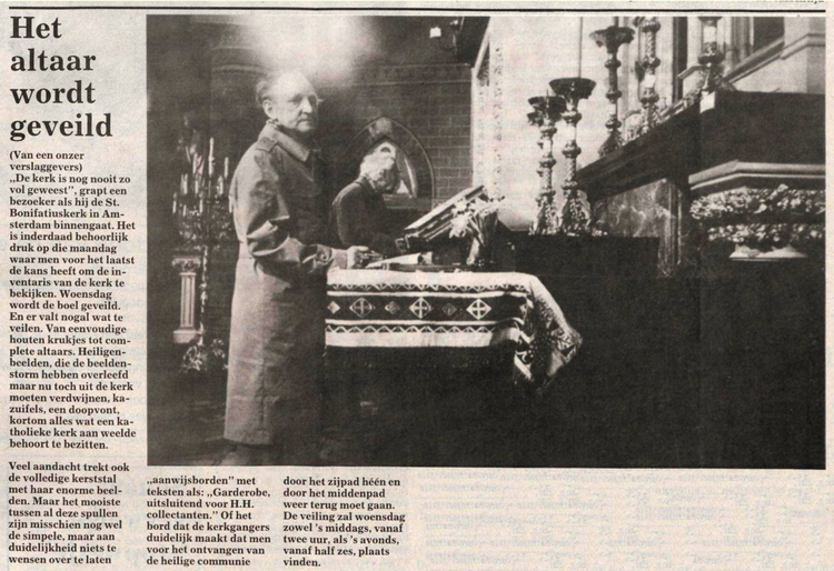 24 maart 1983 - Het altaar wordt geveild  