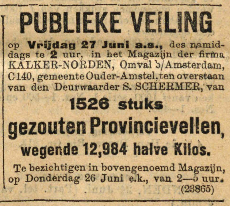 25 juni 1913 - 1526 stuks gezouten Provincievellen  