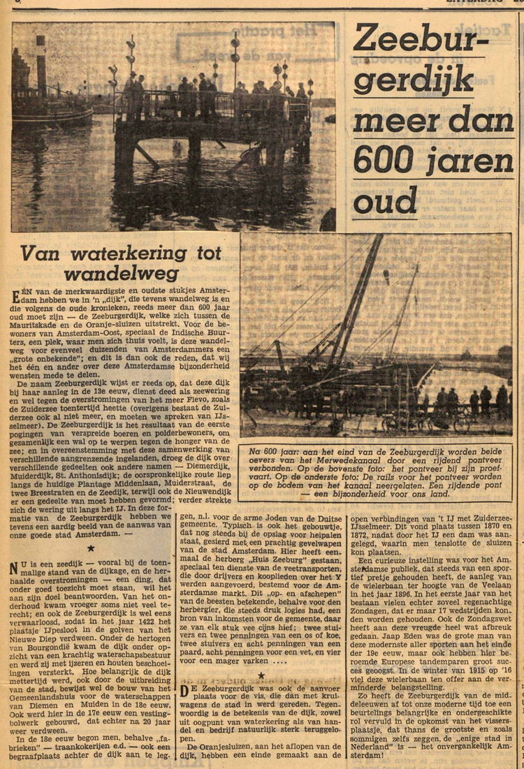 25 juni 1938 - Zeeburgerdijk meer dan 600 jaren oud  
