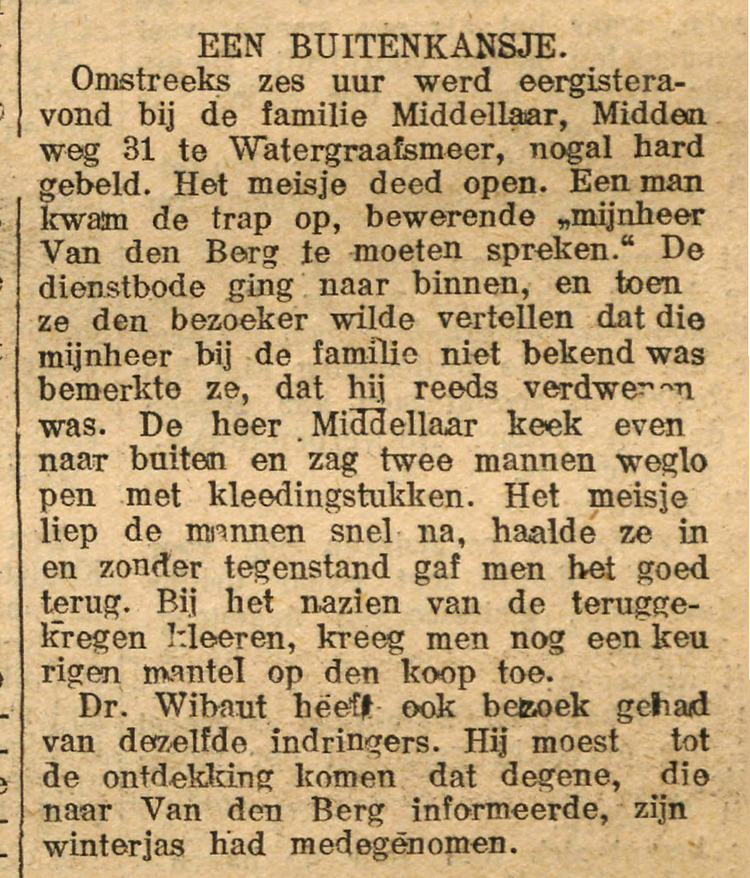 27 januari 1914 - Een buitenkansje  