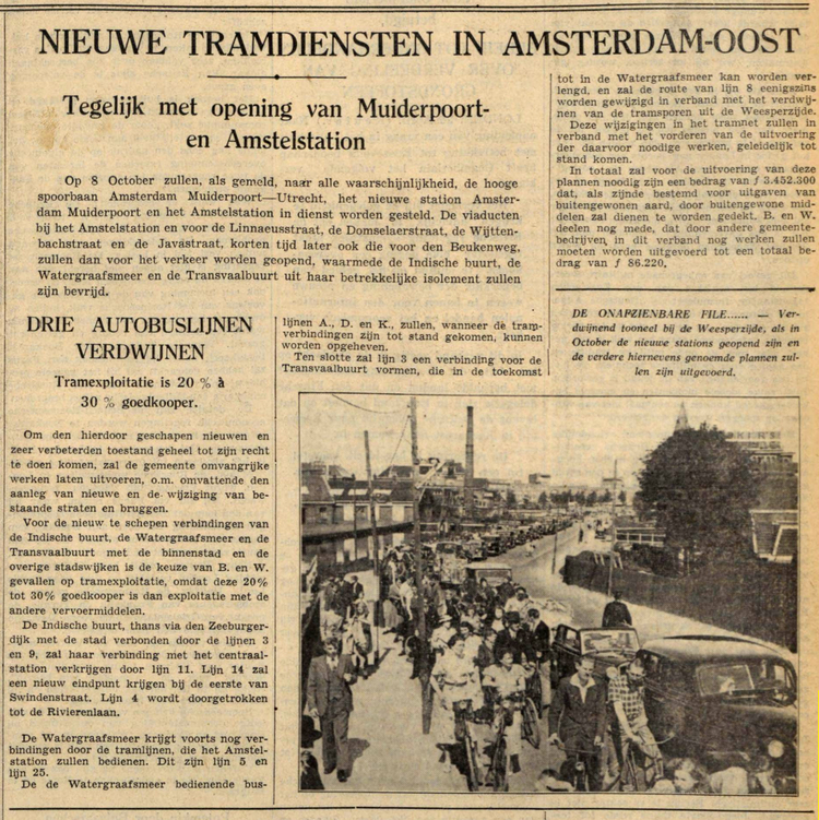 27 april 1939 - Nieuwe tramdiensten in Amsterdam - Oost  