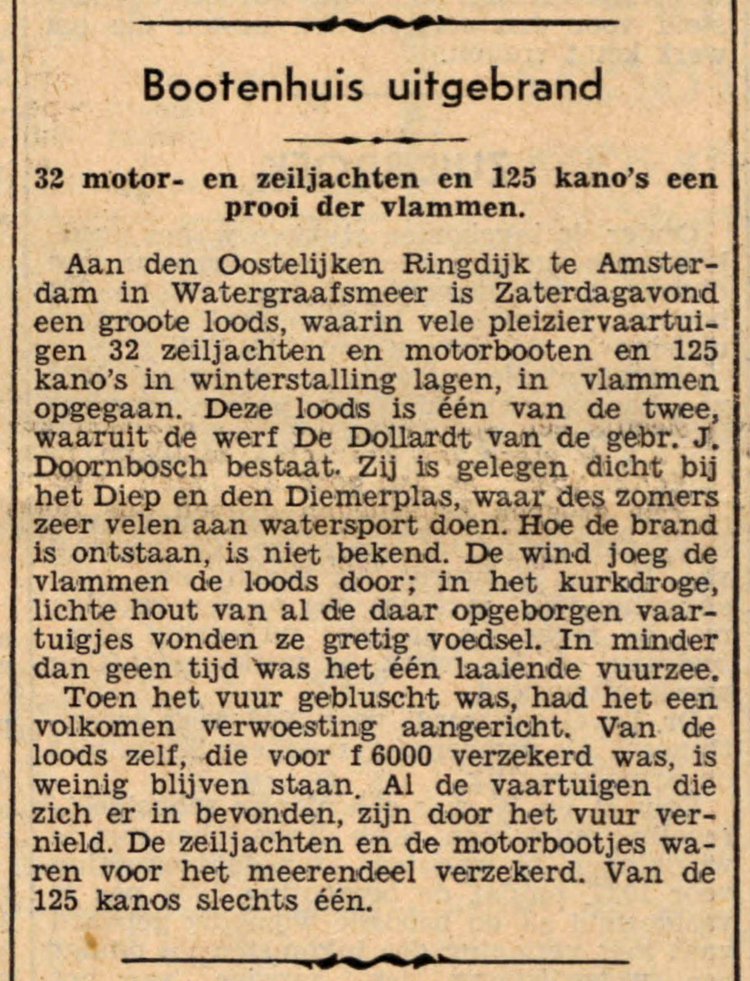 30 december 1935 - Bootenhuis uitgebrand  