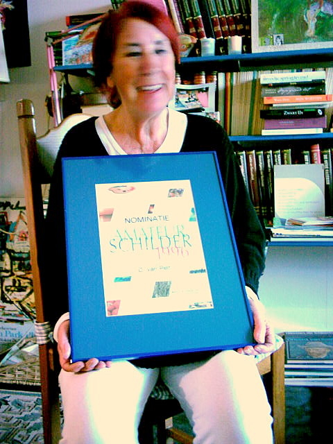 Catharina  genomineerd! Catharina genomineerd! (Talens Palet, 1996). "Oh wat ben ik blij met mijn prijs".<br />(foto: Maudy van Pelt, 2009) 
