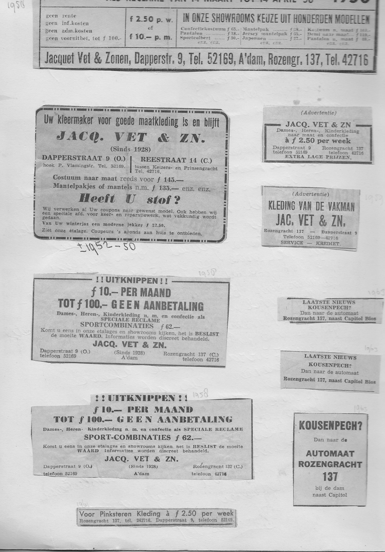 Jacques Vet, kleinzoon van de oprichter Jacques Vet, heeft een plakboek vol met oud reclamemateriaal  