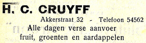 Akkerstraat 32 - 1951 .<br />Bron: Diemer Courant 