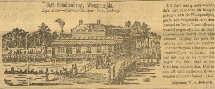 Advertentie Café Schollenbrug Uit: Het Algemeen Handelsblad van 20-08-1899. Bron: historische kranten, KB. 