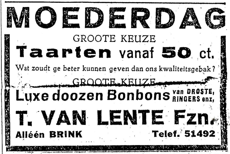 Brinkstraat 155 - 1935 .<br />Bron: Wiering's Weekblad 