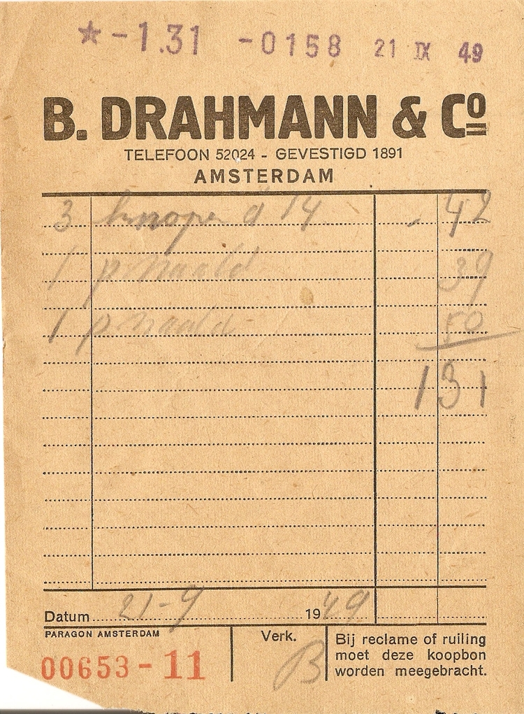 Nota uit 1949 .  