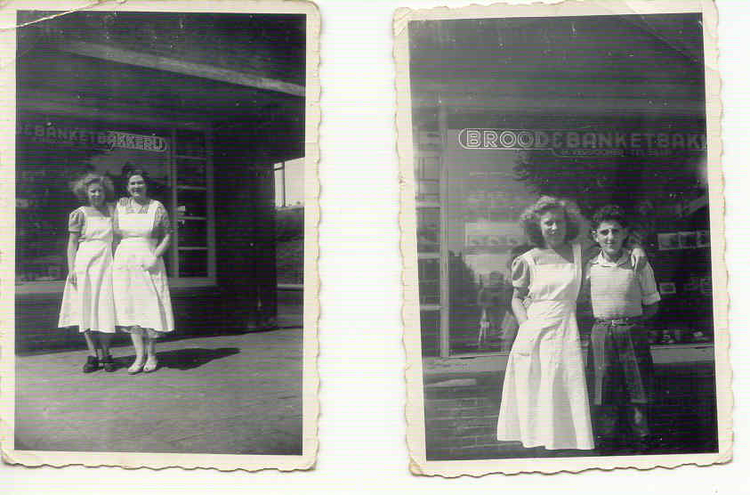  Deze twee foto's dateren van na de oorlog (eind jaren vijftig). Dave werkte mee als bakker, zijn moeder werkte in de winkel. De foto is afkomstig uit het foto archief van David Verdooner. 