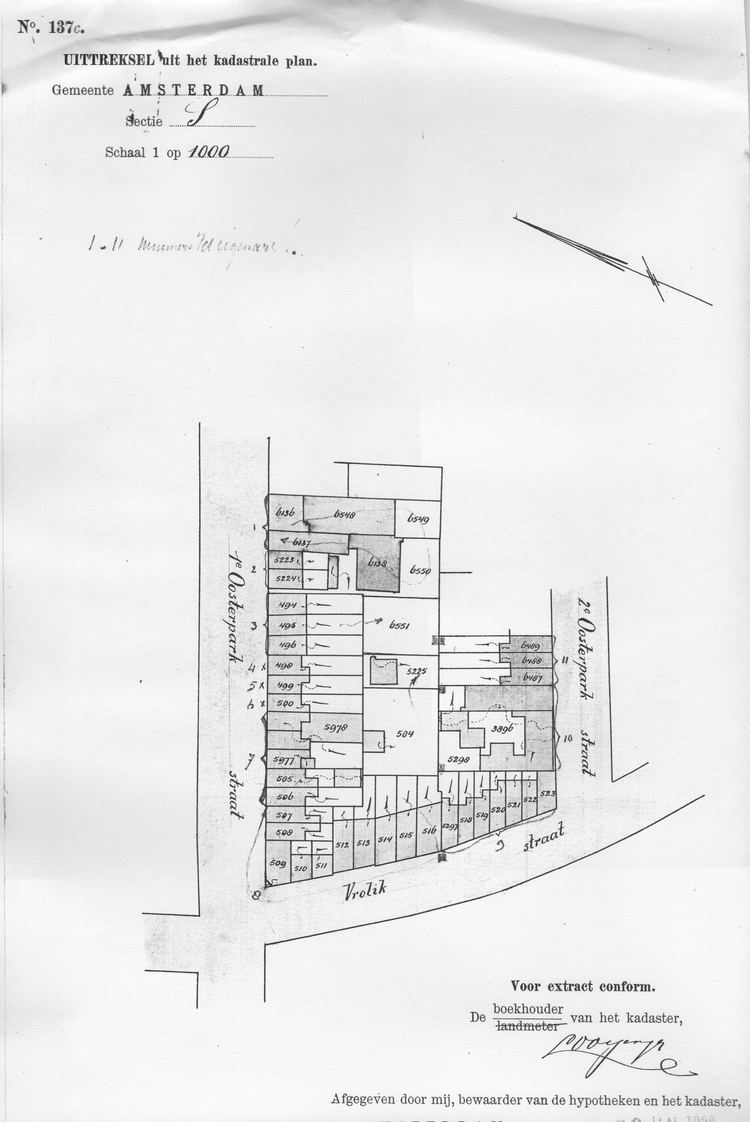 Kadastrale kaart. De volledige kaart van het kadaster, deze is gedagtekend op 9 januari 1926.<br />Bron: GAA, inv.nr. 505-123. 