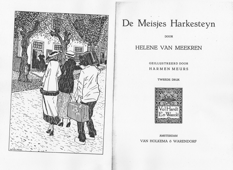 Eesrte pagina's uit het boek: De meisjes Harkesteijn. Bron: JHM. De meisjes Harkesteijn met illustraties van Harmijn Meurs. Bron: JHM. 