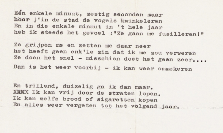 gedicht herdenking Corrie van der Hulst schreef na de oorlog dit gedicht 