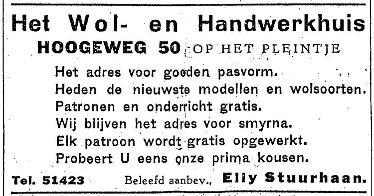 Hogeweg 50 - 1935 .<br />Bron: Wiering's Weekblad 